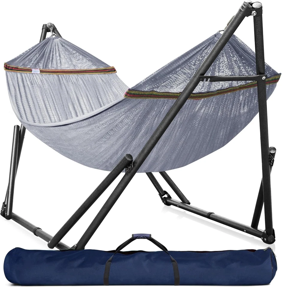 Universal Steel Double Hammock with Stand 600 lbs Capacity Portable Camping - Image 3 of 4