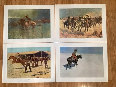 Vintage Frederic Remington Lot of 4 Western Style Art Prints 18”x24” Unframed - Image 1 of 4