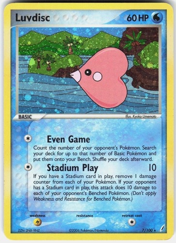 Pokemon Luvdisc 7/100 Holo Rare Crystal Guardians Pokemon Near Mint