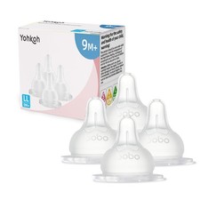 4 PCS Baby Bottle Nipples Wide Neck Natural Feel Silicone BPAFree 9m LL