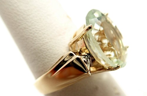 Vintage Ring 14 Karat Gold 5,87 ct grüne Amethysten und 0,05 ct Diamanten Größe 8,5 - Bild 4 von 6
