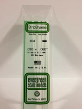 NEW Evergreen Scale Models #104 Strip Styrene .010 x .080 x 14 in 10 Pk