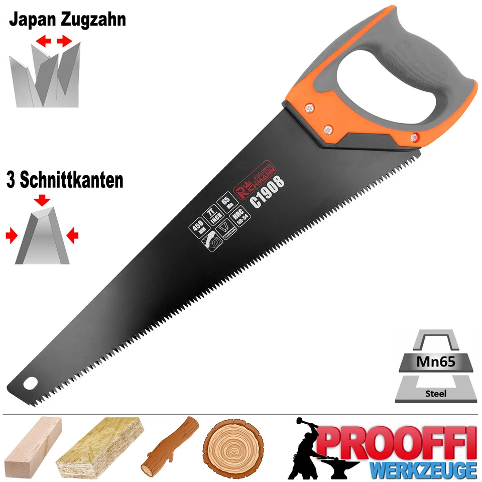 Profi Handsäge Baumsäge Fuchsschwanz Garten Holz Säge Japan Zugzahn TEFLON C1908 - Bild 2 von 4