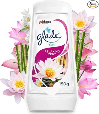 Glade Relaxing Zen Gel Solid Home & Bathroom Lufterfrischer Pack 8x150g