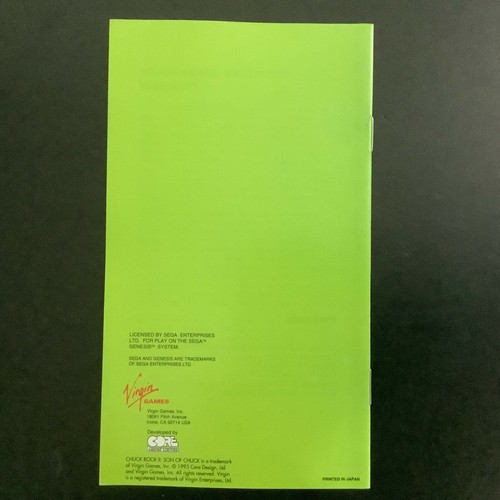 Chuck Rock II Son of Chuck SEGA Genesis Instruction Manual Only - Good Shape - Picture 8 of 12