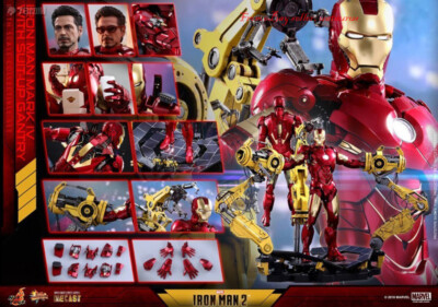 Perfect HotToys 1/6 Mms462 Iron Man 2 Mark Iv With Suit-Up Gantry