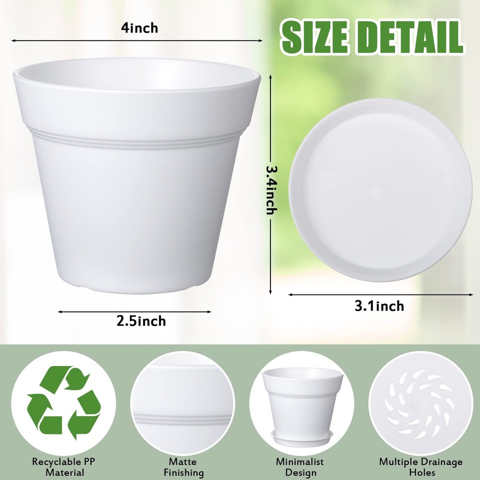 Mumufy 54 Pack 4 Inch Plant Pots Bulk Small Planter with Drainage Hole