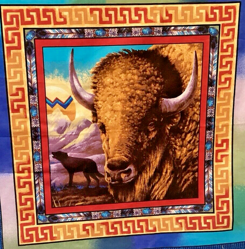 American Indian Chief & Buffalo Panel 36 x44 - Picture 5 of 5