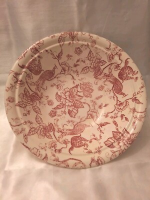 Vintage Biltons Round Vegetable Bowl Pink /Red 9'' Peacocks Floral England