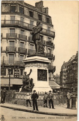 Old postcard Paris 5th Place Maubert. Etienne Dolet Statue (537783)