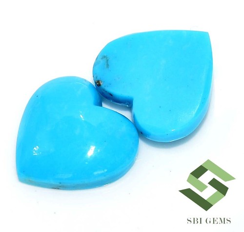 Natural Sleeping Beauty Turquoise Heart Shape Cabochon Pair 12x12 mm Loose Gems - Picture 4 of 5