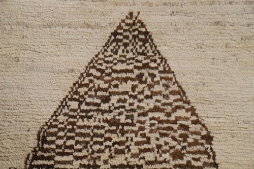 Tribal Ivory/ Brown Geometric Moroccan Area Rug 7'x10' Hand-knotted Wool Carpet - Picture 8 of 12