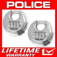 2 PACK POLICE Combination Disc Padlocks for Outdoor Heavy Duty Keyless Lock