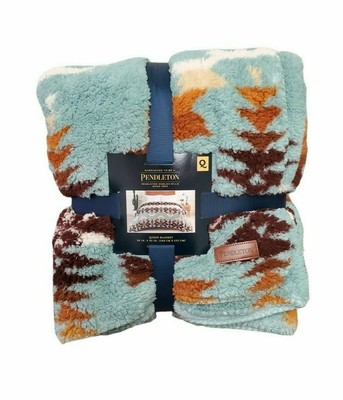 Pendleton Queen Sherpa Fleece Blanket Avra Valley Teal 98 In X 92 In 8889130788 eBay