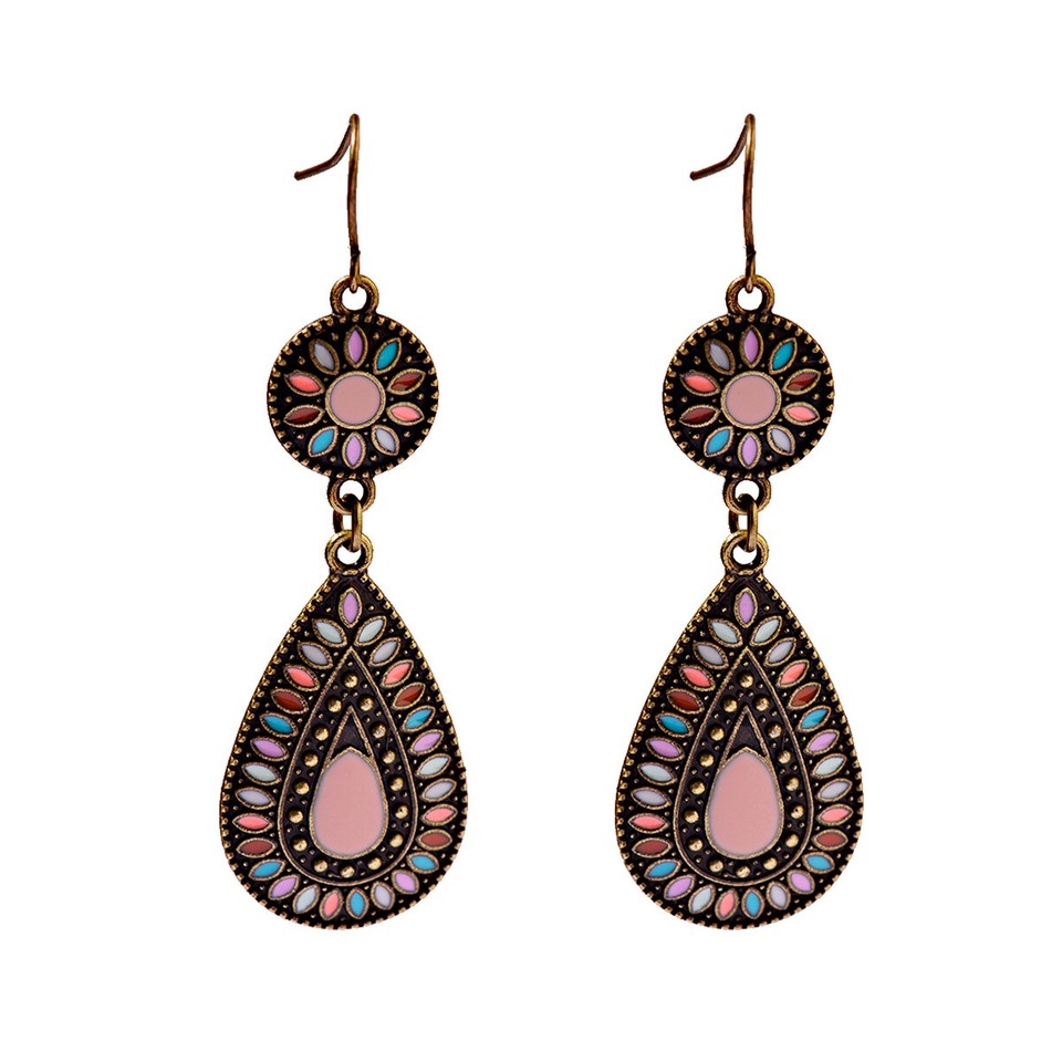 Bohemian Multicolor Tassel Drop Earrings - Alloy & Cotton, Hook Fastening