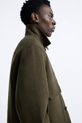 未使用品！ZARA wool blend button jacket サイズS New Zara Origin Wool Blend Jacket Dark Khaki S 0787/600 coat