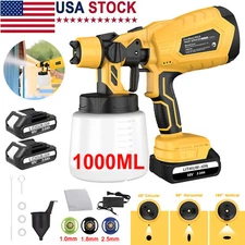 Cordless Paint Sprayer Electric Airless HVLP Spray Gun High Pressure +2 Battery