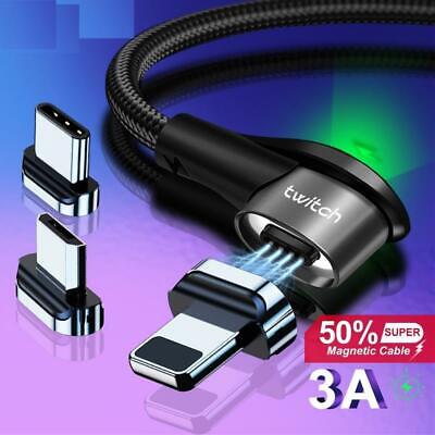 1~3M Braided Magnetic Charger Cable Micro USB Type-C Port For IOS Android Lot 