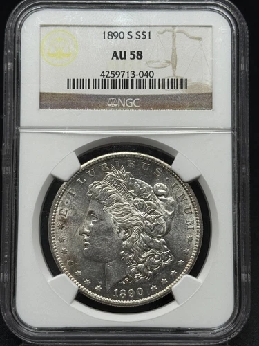 1890 S Morgan Silver Dollar NGC AU-58