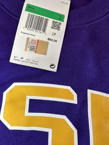 Suéter Nike Para Hombre LSU Tigers Púrpura Cuello Redondo BQ8502-547 Talla XL - Imagen 5 de 8