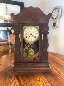 Antique Oak Gilbert Kitchen Clock Working Ebay