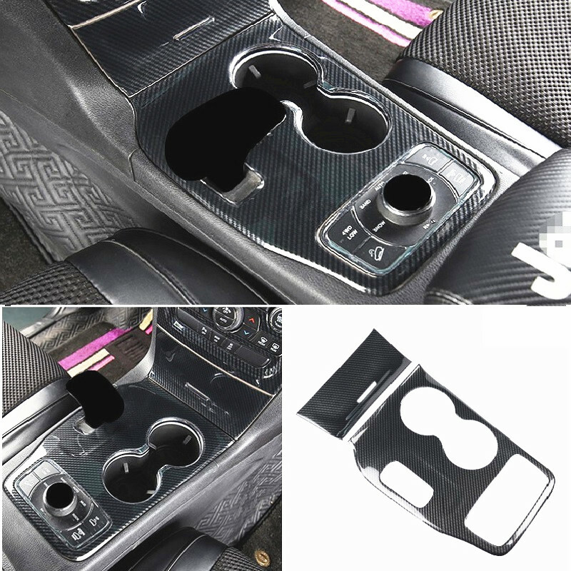 Carbon Fiber Inner Cup Holder Panel Cover Trim For Jeep Grand Cherokee