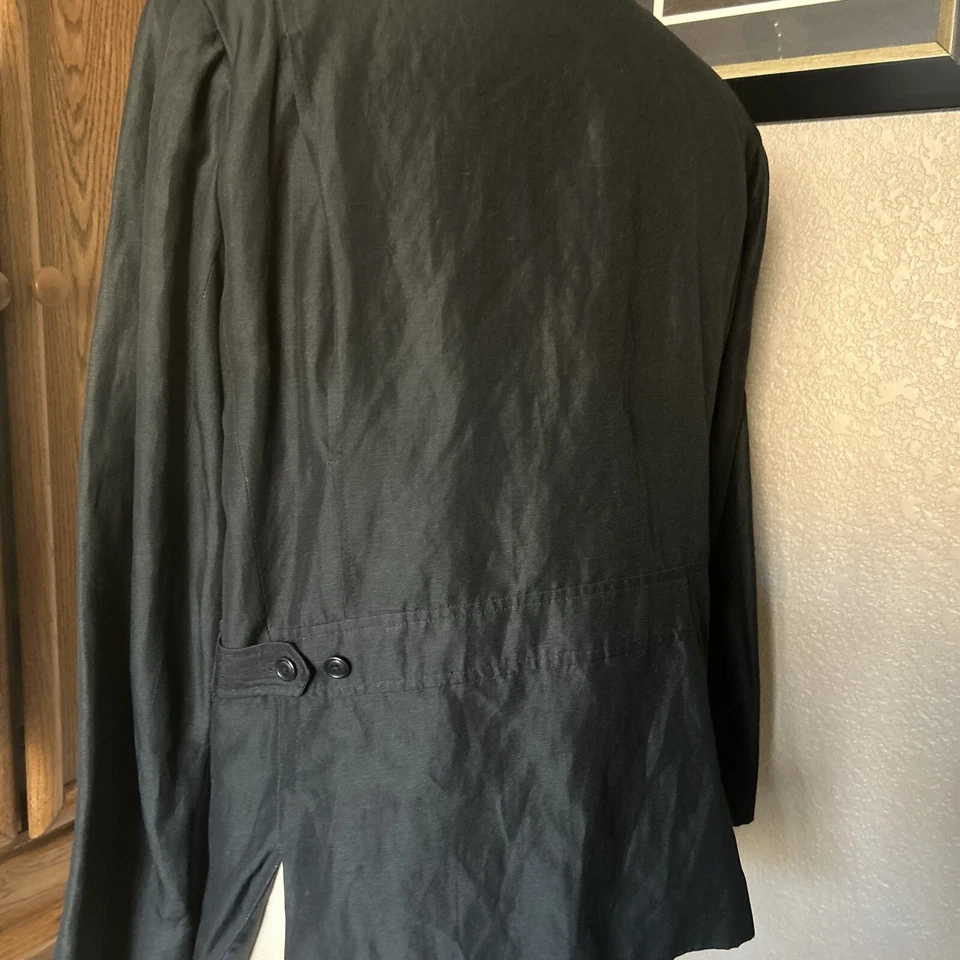 Classiques Entier Zip.  Up Long Sleeve Collared Jacket Small Silk Linen - Изображение 4 из 4