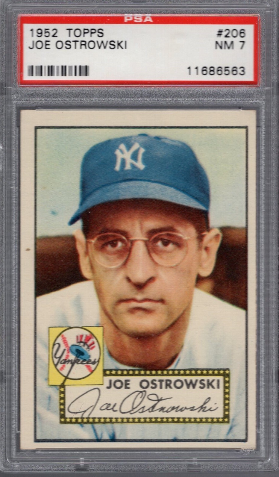 1952 Topps #206 JOE OSTROWSKI PSA 7 NM   NEW YORK YANKEES