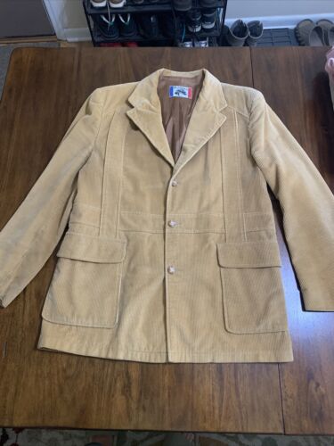 Brad Whitney Vintage 70s Tan Corduroy  Blazer Jacket - Afbeelding 1 van 8