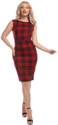 Bright & Beautiful ASTRID Ashurst Gingham Karo Classic PENCIL DRESS Rockabilly
