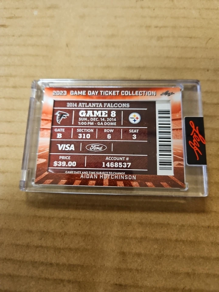 AIDAN HUTCHINSON *ERROR* 2023 NFL Leaf Game Day Ticket PIT Vs ATL *DIDNT PLAY* - Image 2 of 4