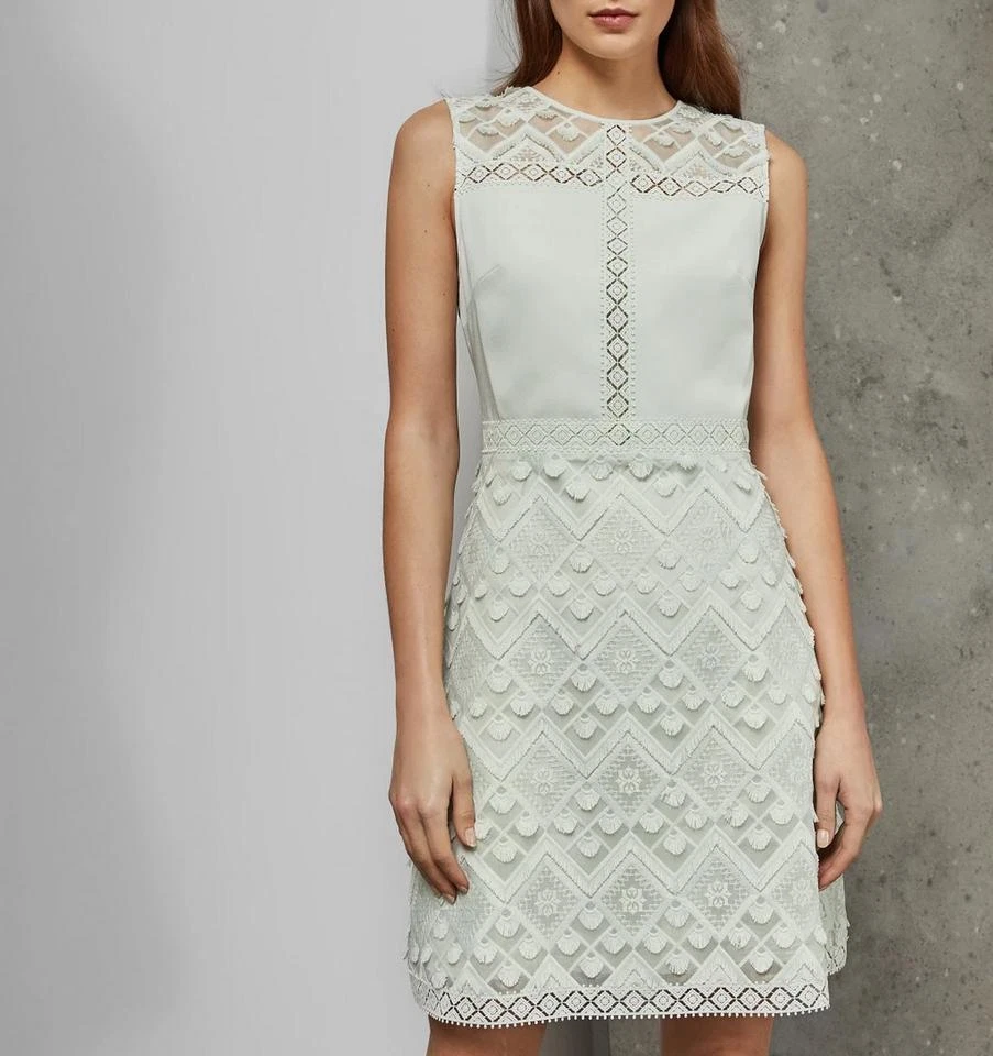 Ted Baker Tunic Dress Buttercup A Line Geo Lace Green Mint Size TB