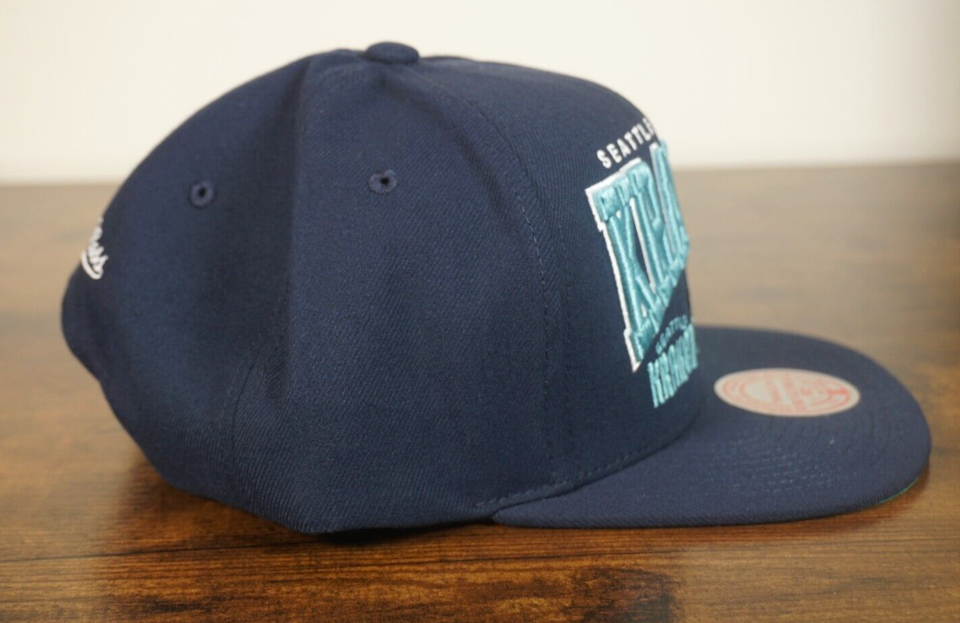 Mitchell & Ness Seattle Kraken Original Fit Snapback Hat Cap Navy Blue