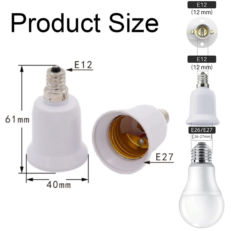 Адаптер гнезда лампы E12 на базовую люстру E26/E27 конвертер сделано в США новый - Изображение 2 из 3