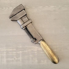Anique Russwin 10" Wrench Brass Handle 2" Jaw Opening Date Stamped 1901