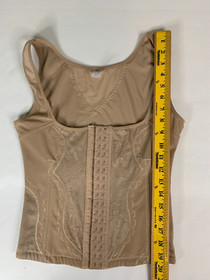 Kathy Ireland Intimates Beige Corset Bustier Sz XL Adjustable Boned Embroidered