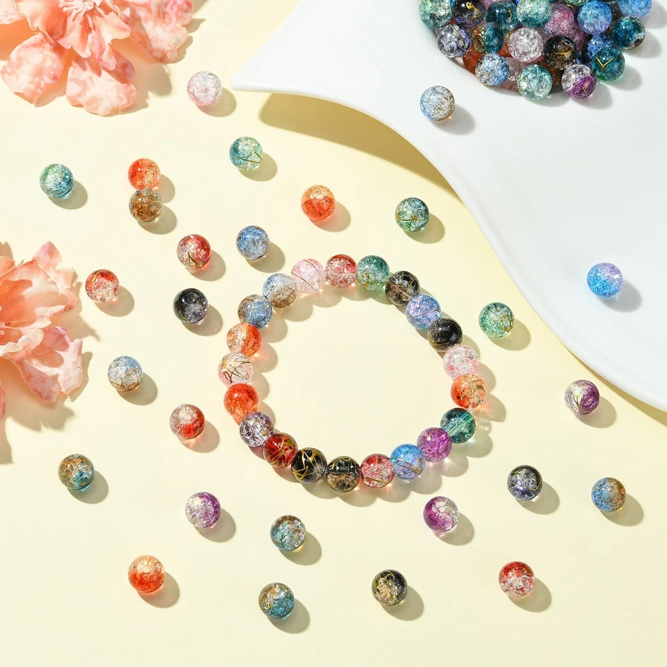 200x Cuentas espaciadoras sueltas redondas de vidrio para hacer joyas artesanales hágalo usted mismo Foto 4 de 4