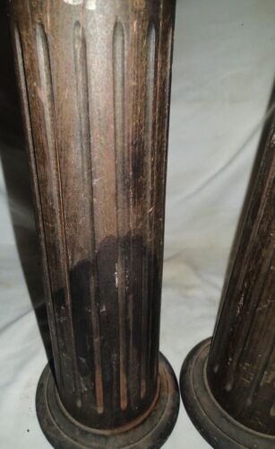 TWO ANTIQUE VICTORIAN HOME WOOD FLUTED TAPERED POST COLUMN FURNITURE TABLE ART - Picture 13 of 15