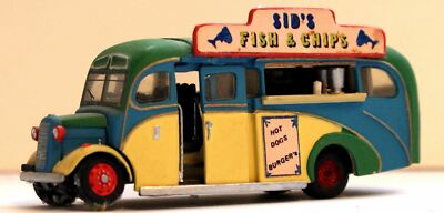 Fish Chip Van Commer Reisebus Messe Q30 unbemalt OO Maßstab Langley Modelle Kit 1/76