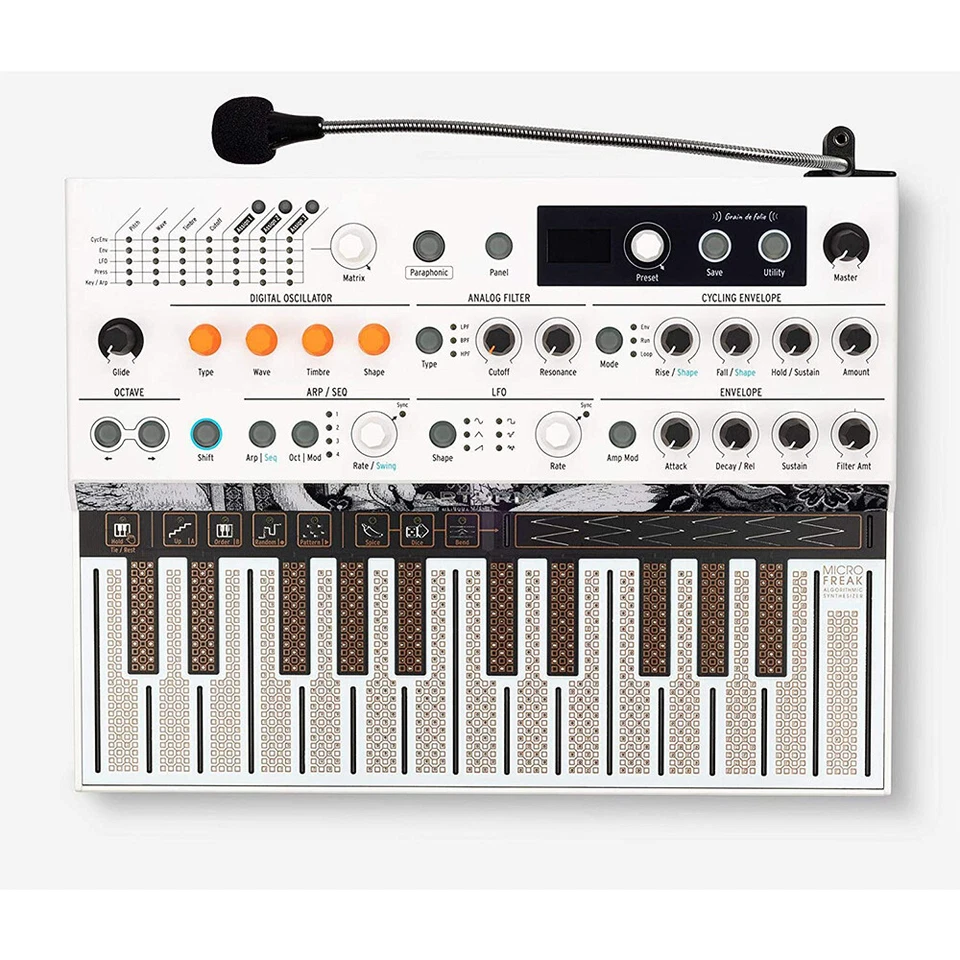 Arturia MicroFreak Vocoder nalog/Digital Synthesizer, White w/ Pro Headphones - Image 2 of 4