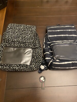 No Boundaries Blue White Striped Full Zip With Flap Backpack Boho