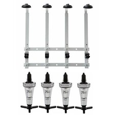 Beaumont 4x 25ml Chrome Solo Bar Optic Spirit Measure & 70cl/1L Wall Brackets