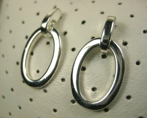 Vintage 80s Pop Chic Sterling Silver Plated Ring Hoop Dangle Drop Post Earrings