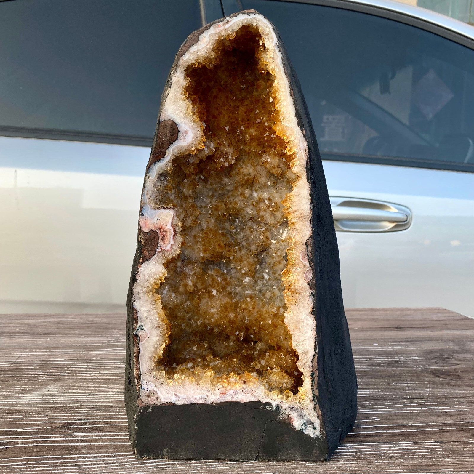 27LB Natural Citrine Crystal Cave Cluster Cathedral Specimen Decoration