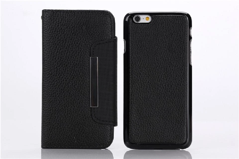 New Detachable Black Wallet PU Leather Case Cover For Apple iPhone 6 Plus - Image 2 of 4