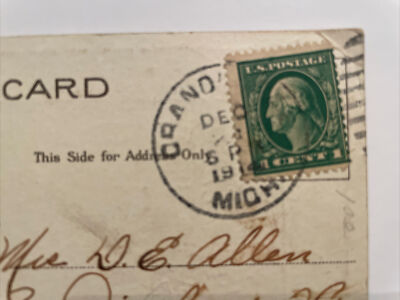 Rare George Washington 1 Cent Stamp 1914 On Post Card Vintage  display picture 1