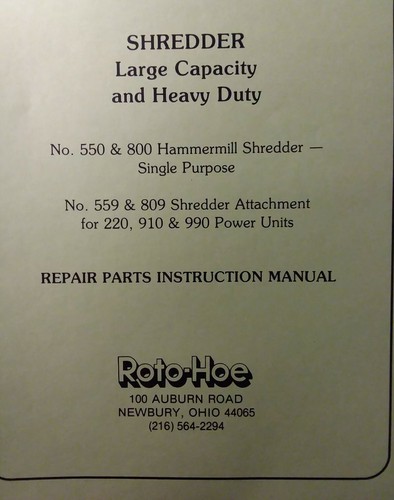 Roto-Hoe 990 910 220 tractor y astilladora trituradora 559 809 dueño y piezas (2 manuales - Imagen 3 de 4