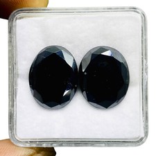 2 Pcs Top Black Moissanite 16.5-17.5mm Oval Cut Top Quality Loose Gemstones