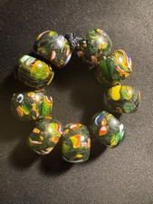 9 Glass Beads - Millefiori Handmade beads 18mm round B1431