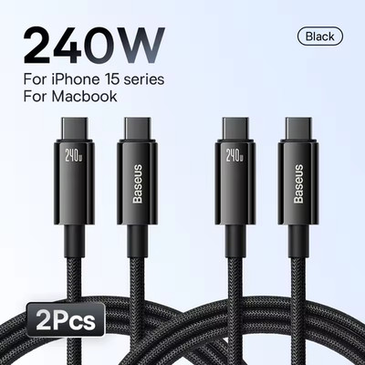 Baseus 240W USB C Cable for iPhone 18 17 16 15 Plus Pro Max Supercharge for Macb
